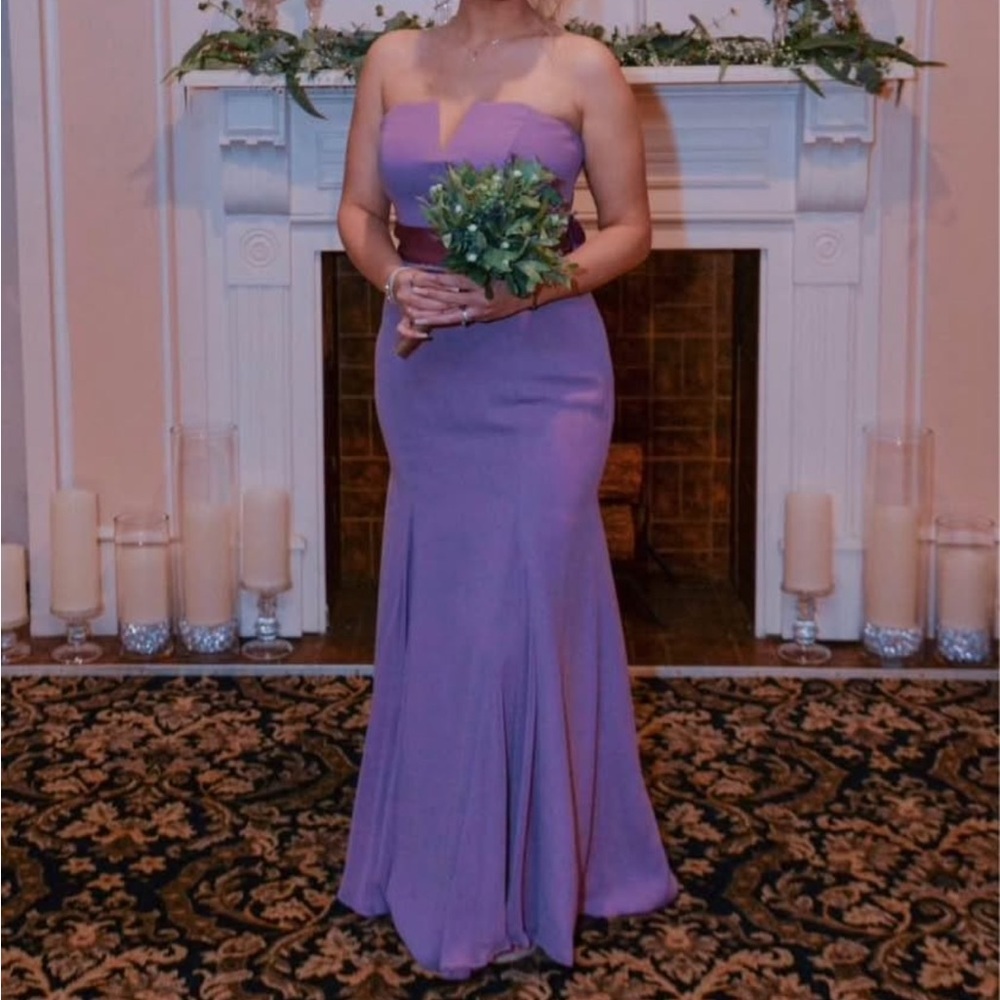 Elegant Purple Strapless Evening Gown